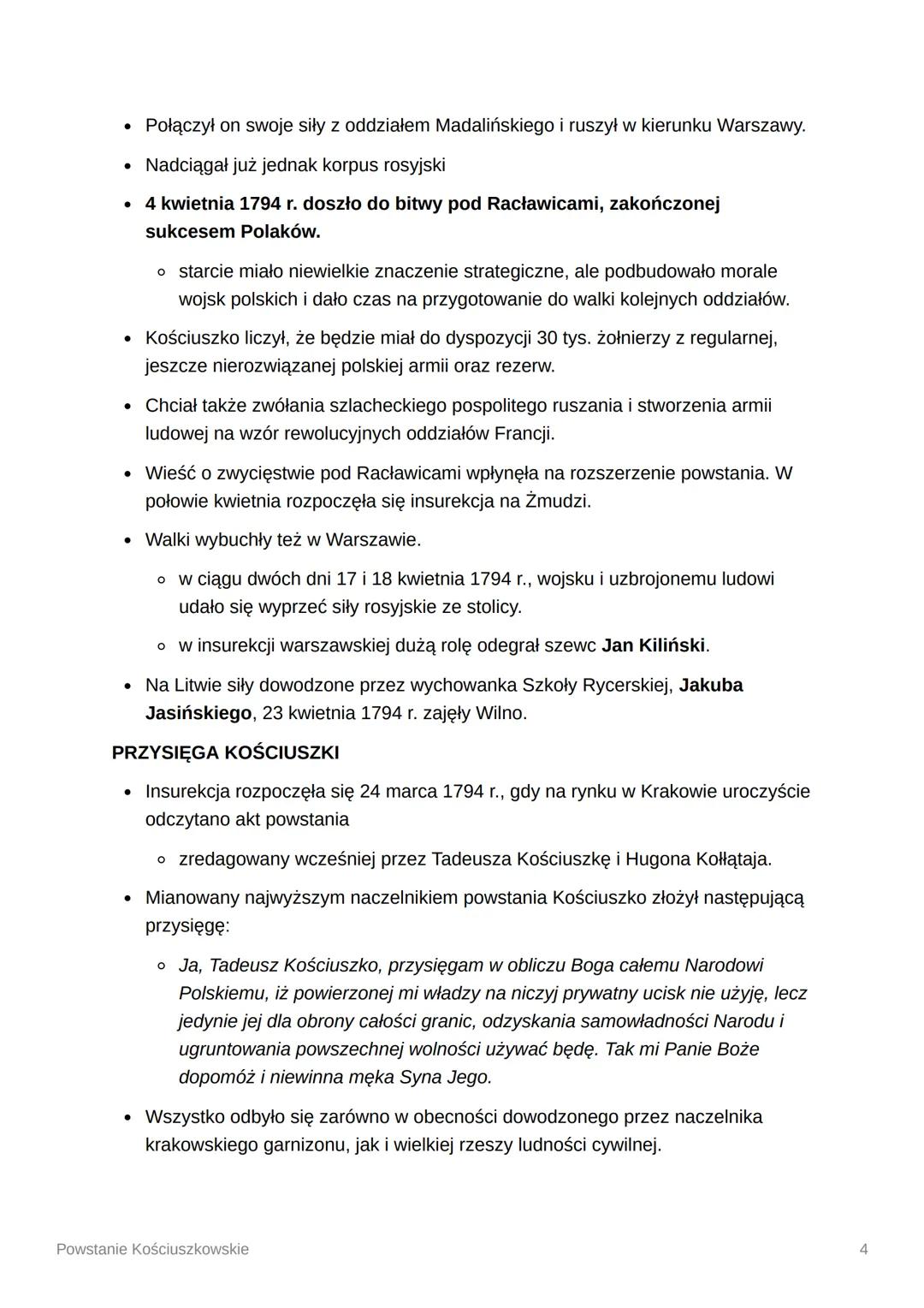 Powstanie Kościuszkowskie
RZECZPOSPOLITA PO II ROZBIORZE
• Rozbudzone przez Sejm Wielki nadzieje skończyły się wraz z klęską w krótkiej
wojn