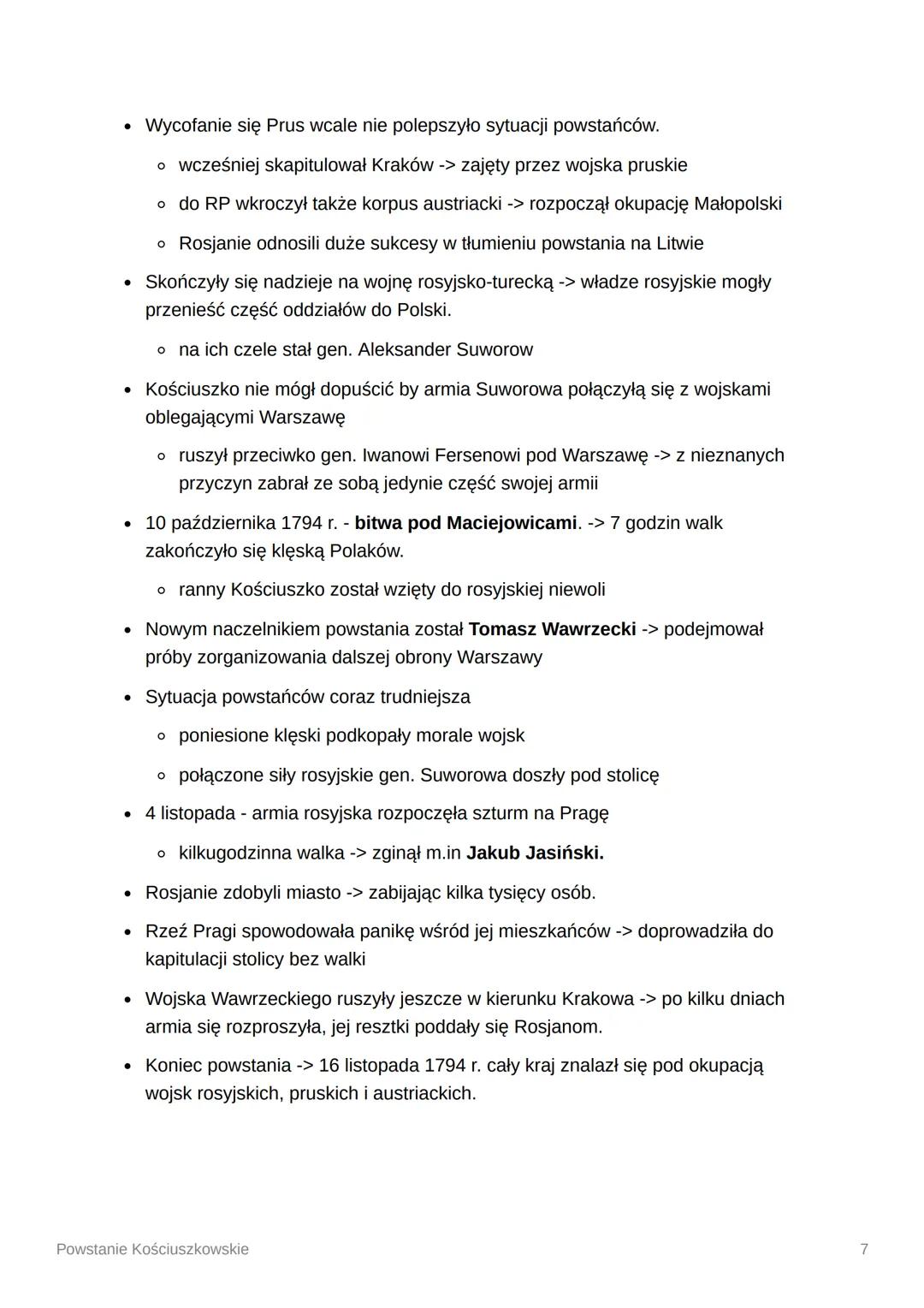 Powstanie Kościuszkowskie
RZECZPOSPOLITA PO II ROZBIORZE
• Rozbudzone przez Sejm Wielki nadzieje skończyły się wraz z klęską w krótkiej
wojn