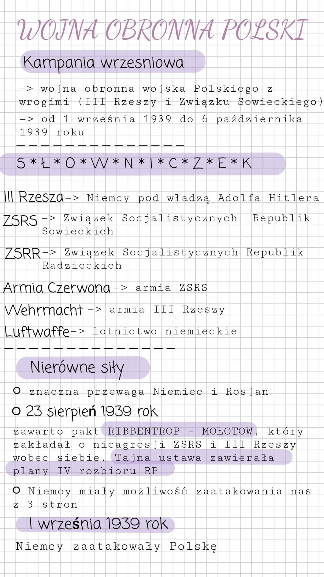 WOJNA OBRONNA POLSKI
Kampania wrzesniowa
-> wojna obronna wojska Polskiego z
wrogimi (III Rzeszy i Związku Sowieckiego)
-> od 1 września 193