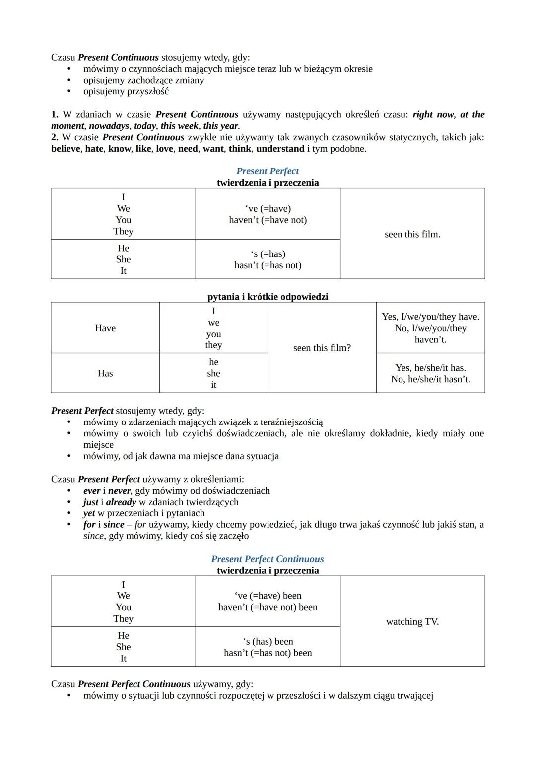 # CZASY
Present Simple
twierdzenia i przeczenia

I
We
You
They

He
She
It

work
don't (do not) work

works
doesn't (=does not) work

in the 
