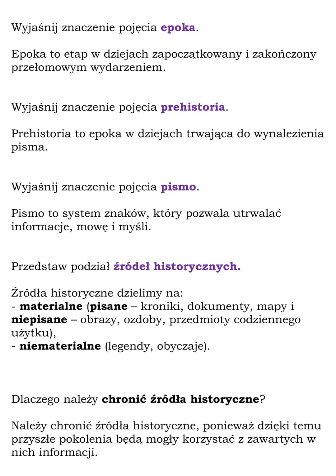 Historia jako nauka.
Wynalazek pisma.
Fiszki
Wyjaśnij znaczenie pojęcia historia.
Historia to nauka o dziejach ludzkości.
Wyjaśnij znaczenie