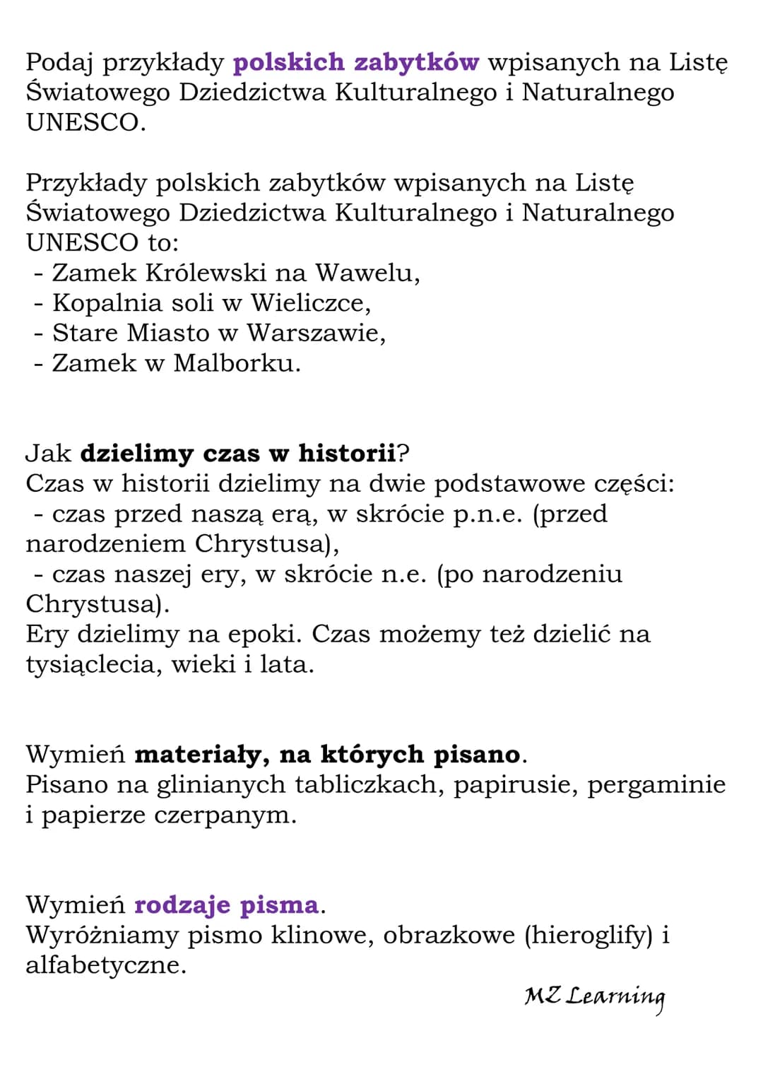 Historia jako nauka.
Wynalazek pisma.
Fiszki
Wyjaśnij znaczenie pojęcia historia.
Historia to nauka o dziejach ludzkości.
Wyjaśnij znaczenie