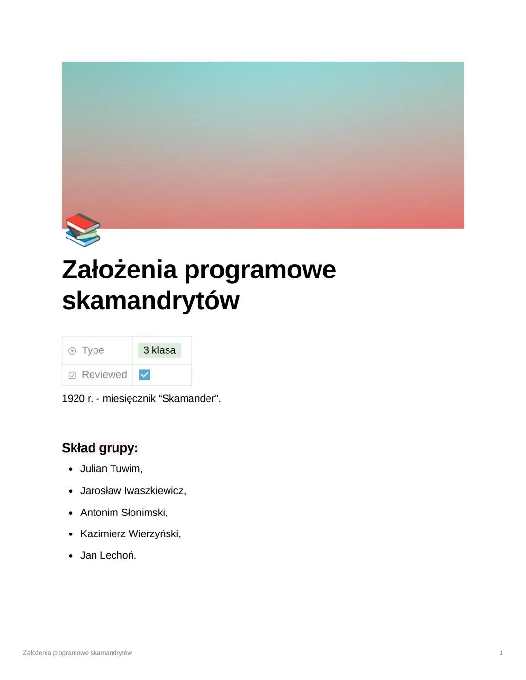 Założenia programowe skamandrytów.