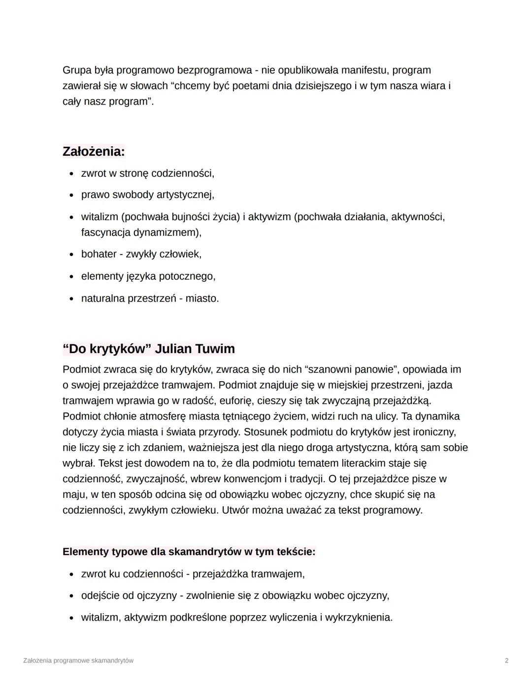 Założenia programowe
skamandrytów
Ⓒ Type
Reviewed
1920 r. - miesięcznik "Skamander".
Skład grupy:
• Julian Tuwim,
3 klasa
Jarosław Iwaszkiew