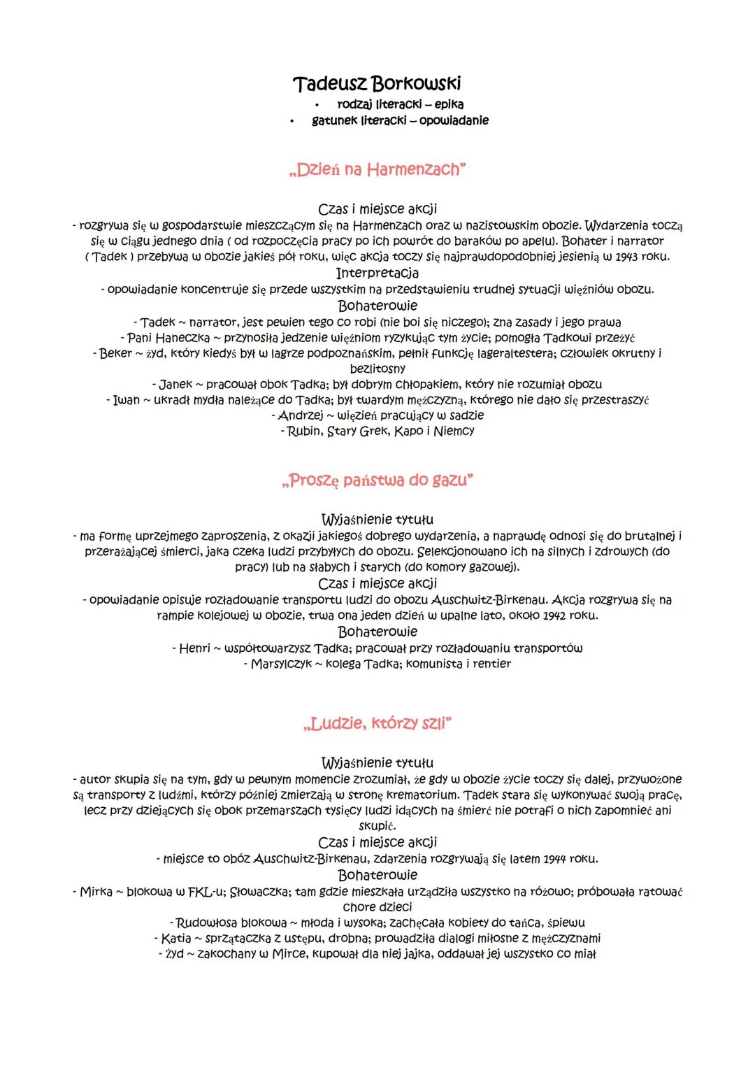 Opowiadania Tadeusza Borowskiego