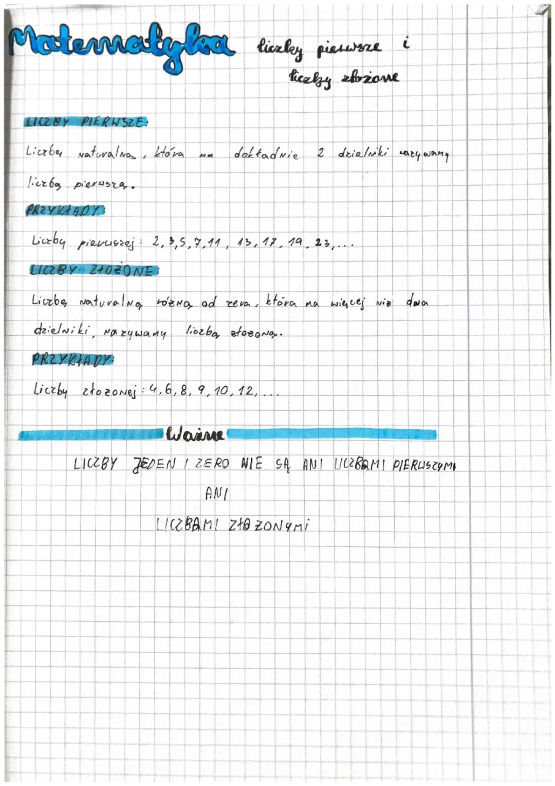 Matematyka tiecky pierwsze
i
liczby złożone

LICZBY PIERWSZE:

Liczba naturalna, która ma dokładnie 2 dzielniki nazywamy
liczbą pierusza.

P