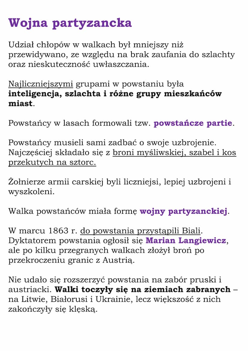 Powstanie styczniowe
Branka i wybuch powstania
Z inicjatywy Wielopolskiego, by zmniejszyć szeregi
spiskowców, władze carskie zarządziły pobó