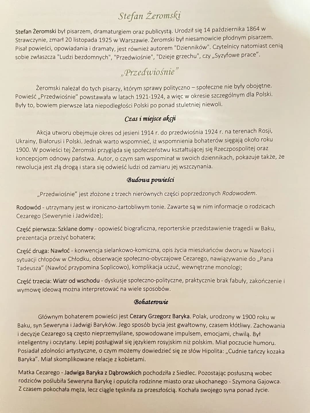 Stefan Żeromski
Stefan Żeromski był pisarzem, dramaturgiem oraz publicystą. Urodził się 14 października 1864 w
Strawczynie, zmarł 20 listopa