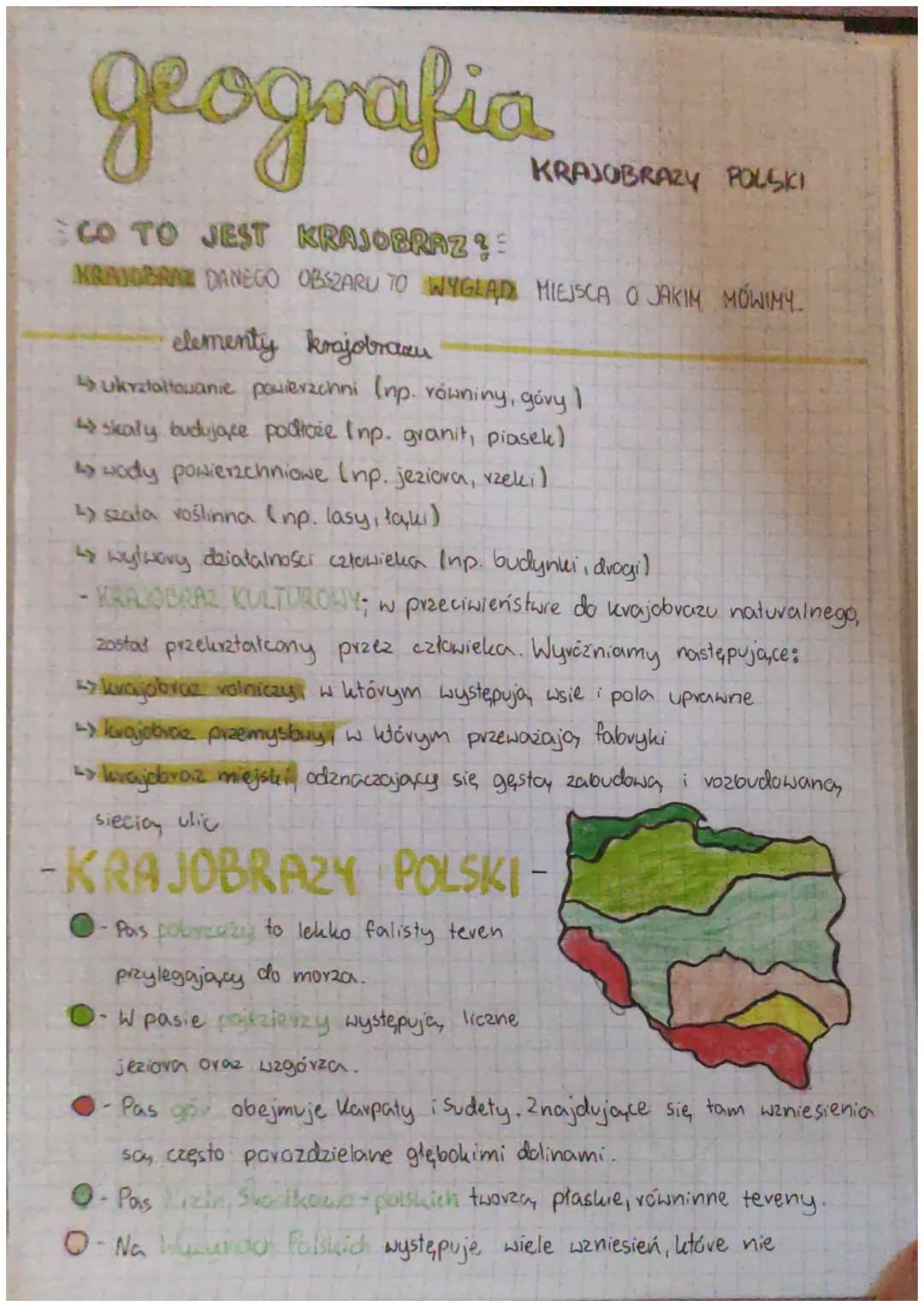 geografia
KRAJOBRAZY POLSKI
CO TO JEST KRAJOBRAZE
KRAJOBRAZ DANEGO OBSZARU TO WYGLĄD MIEJSCA O JAKIM MÓWIMY.
elementy krajobrazu
ukvztałtowa