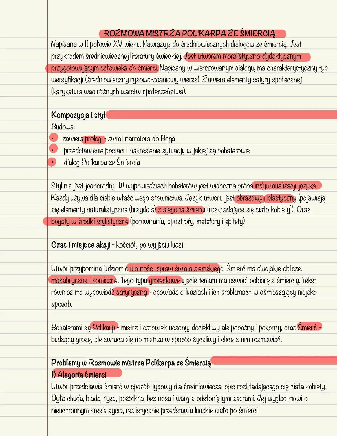 ROZMOWA MISTRZA POLIKARPA ZE ŚMIERCIĄ – Motywy i Problematyka Życia i Śmierci