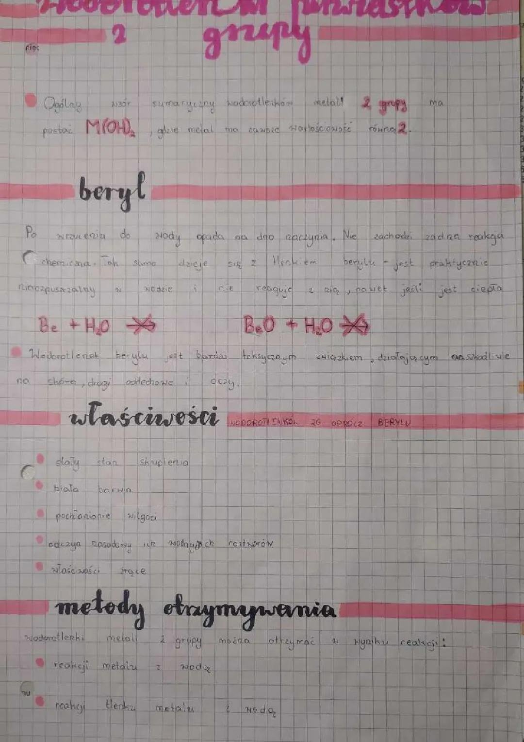 Wodorotlenki pierwiastków grupy 2: charakterystyka i właściwości.