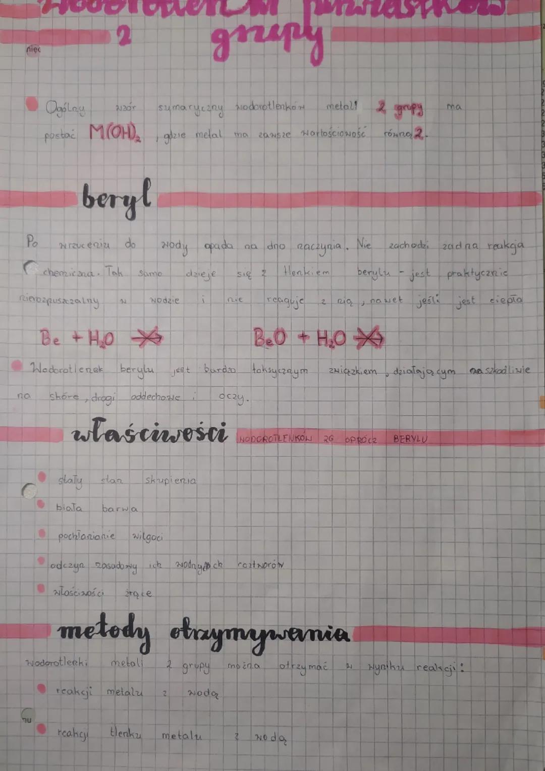 nięc
Po
na
Ogóley
metal!
Nodorotlenko
sumaryczny
postać M(OH)₂ gdzie metal ma zawsze Nartościoność
Wrzucenia
nu
beryl
2
Rierozpuszczalny 201