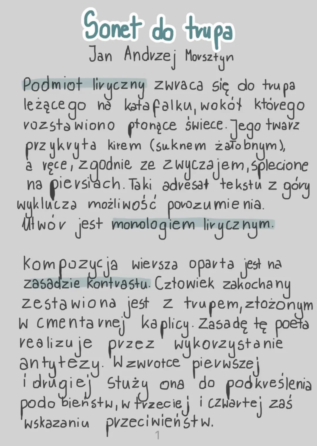 
<p>Sonet do trupa jest dziełem Jana Andrzeja Morsztyna. W tym wierszu podmiot liryczny zwraca się do trupa, leżącego na katafalku, wokół kt