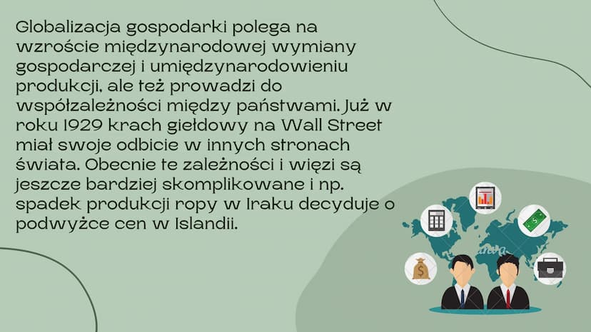 Globalizacja
nieszczęście czy nadzieja dla świata
Barcikowska Urszula Globalizacja jest bardzo szerokim i złożonym procesem,
mającym wpływ n