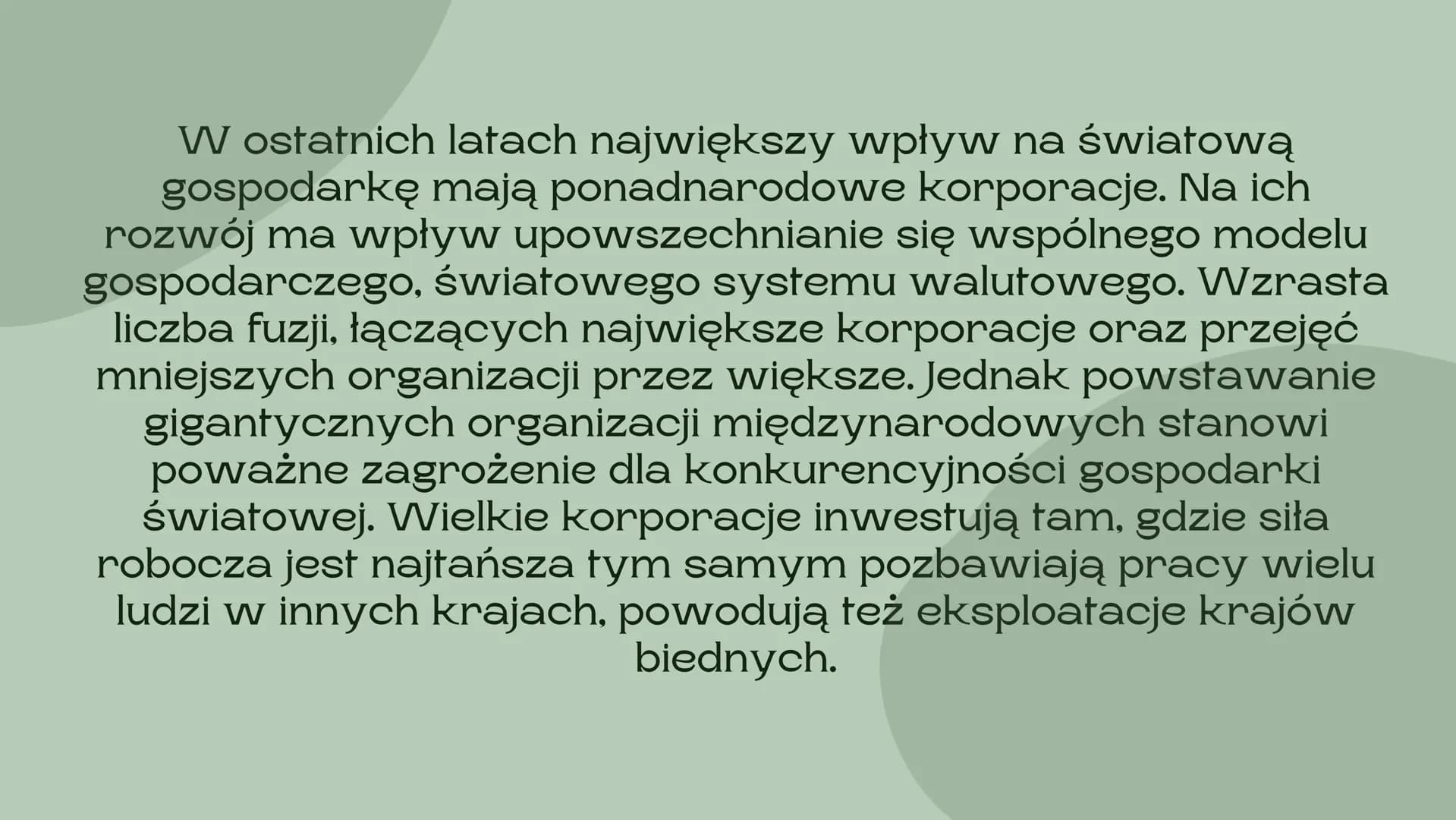 Globalizacja
nieszczęście czy nadzieja dla świata
Barcikowska Urszula Globalizacja jest bardzo szerokim i złożonym procesem,
mającym wpływ n