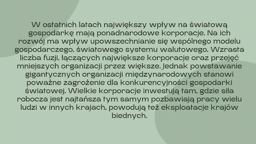 Globalizacja
nieszczęście czy nadzieja dla świata
Barcikowska Urszula Globalizacja jest bardzo szerokim i złożonym procesem,
mającym wpływ n