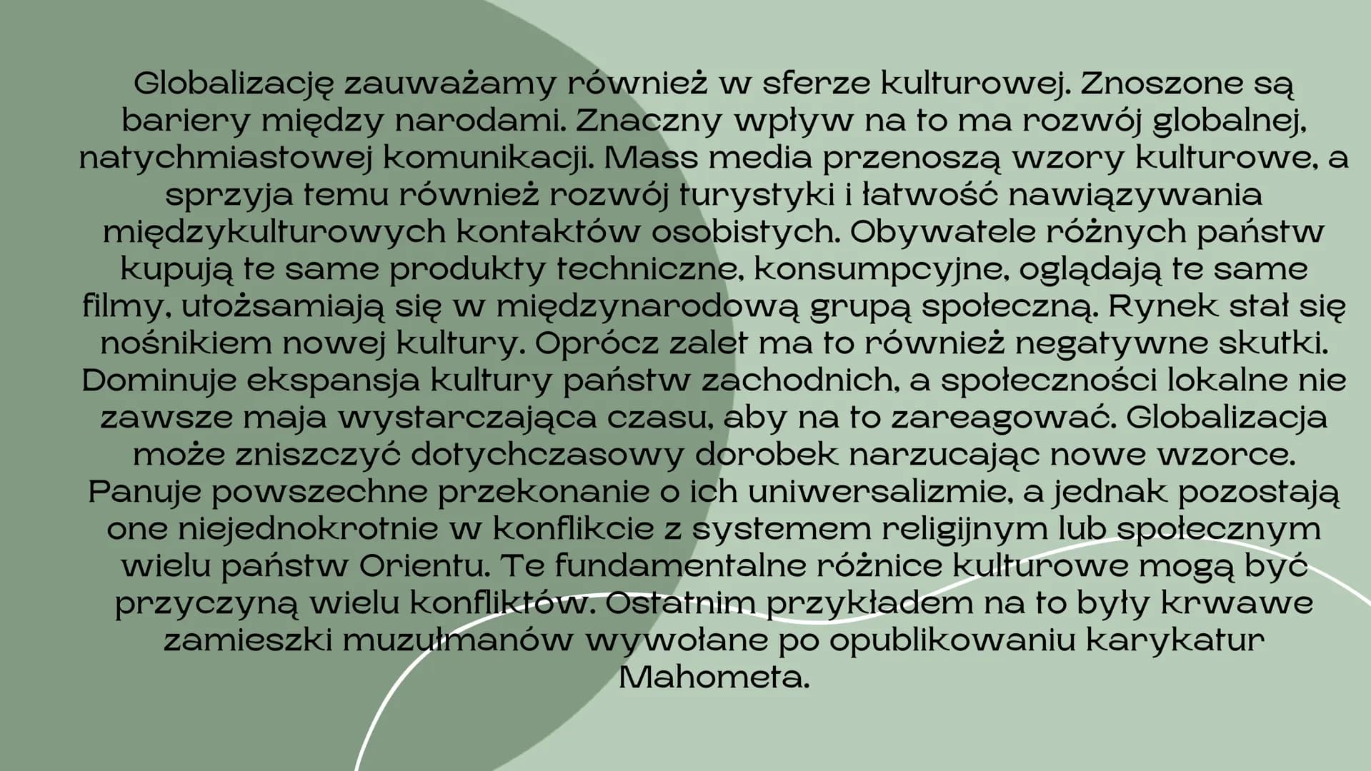 Globalizacja
nieszczęście czy nadzieja dla świata
Barcikowska Urszula Globalizacja jest bardzo szerokim i złożonym procesem,
mającym wpływ n