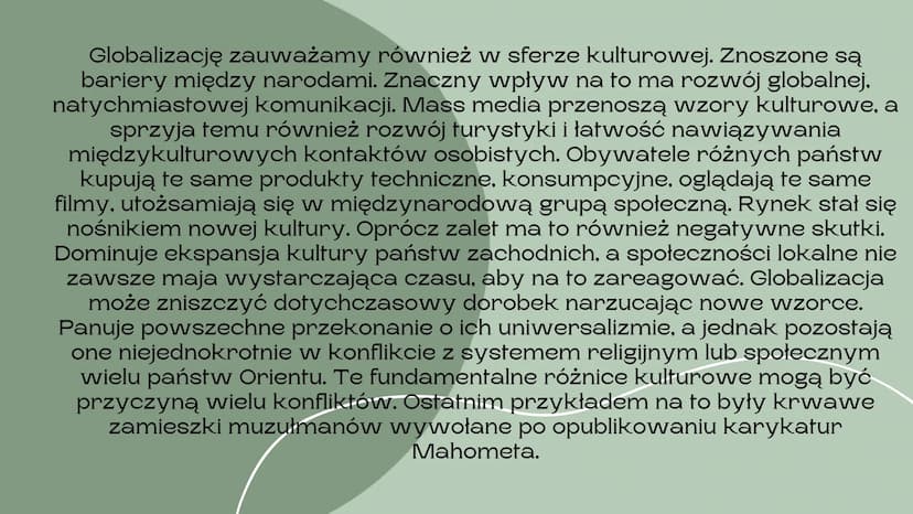 Globalizacja
nieszczęście czy nadzieja dla świata
Barcikowska Urszula Globalizacja jest bardzo szerokim i złożonym procesem,
mającym wpływ n