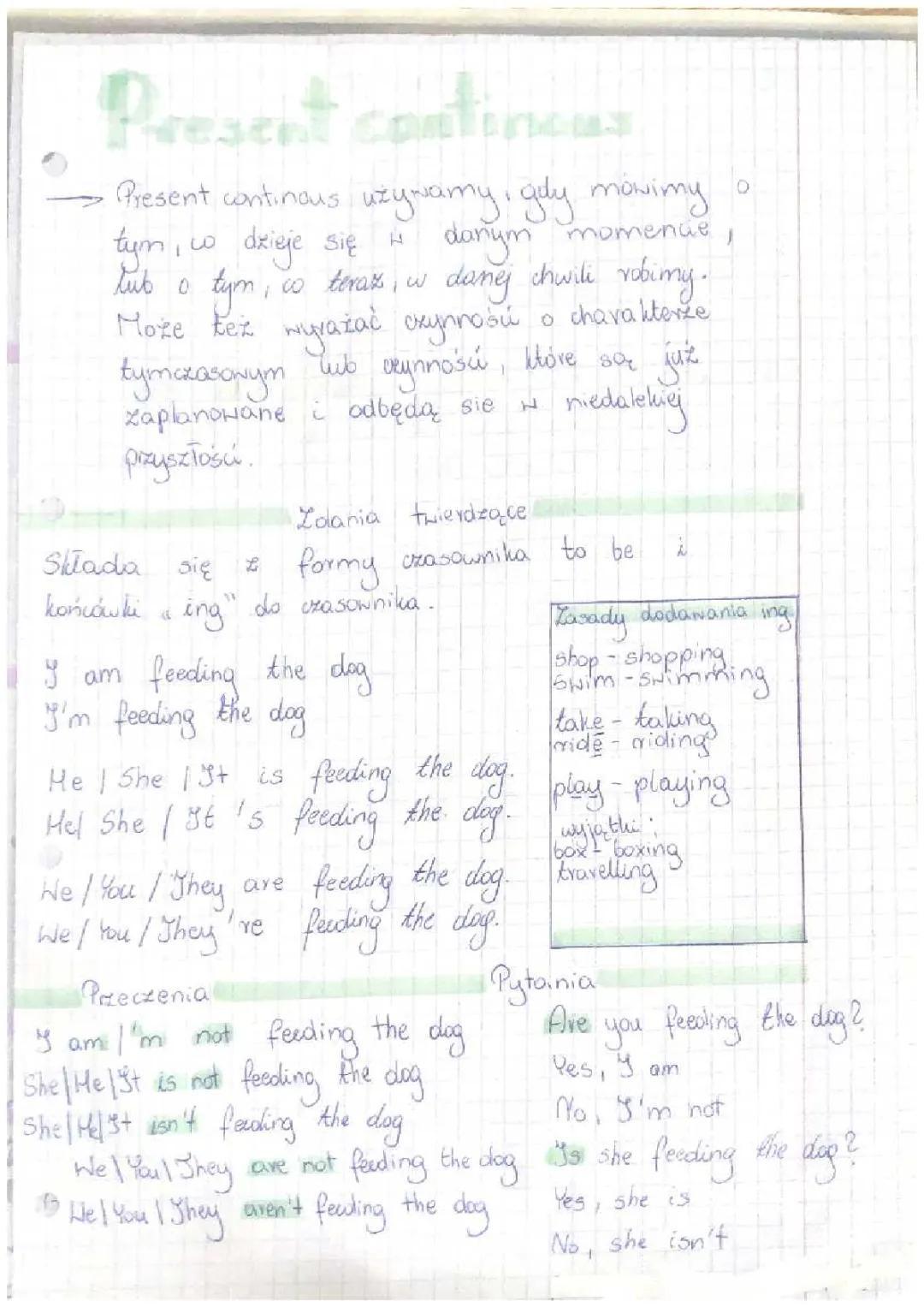 Czas Present Continuous