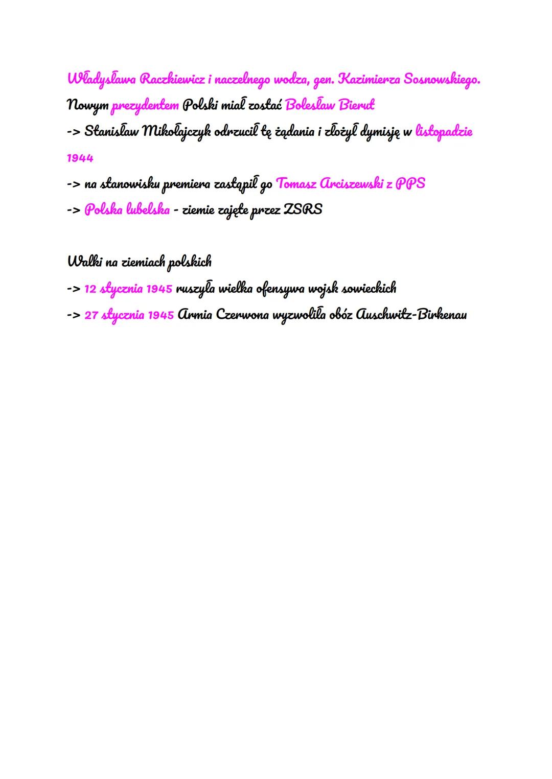 POWSTANIE WARSZAWSKIE
1 sierpnia 1944- 2 październik 1944
Przyczyny wybuchu powstania
-> 21 lipca 1944 powstał w Moskwie Polski Komitet Wyzw