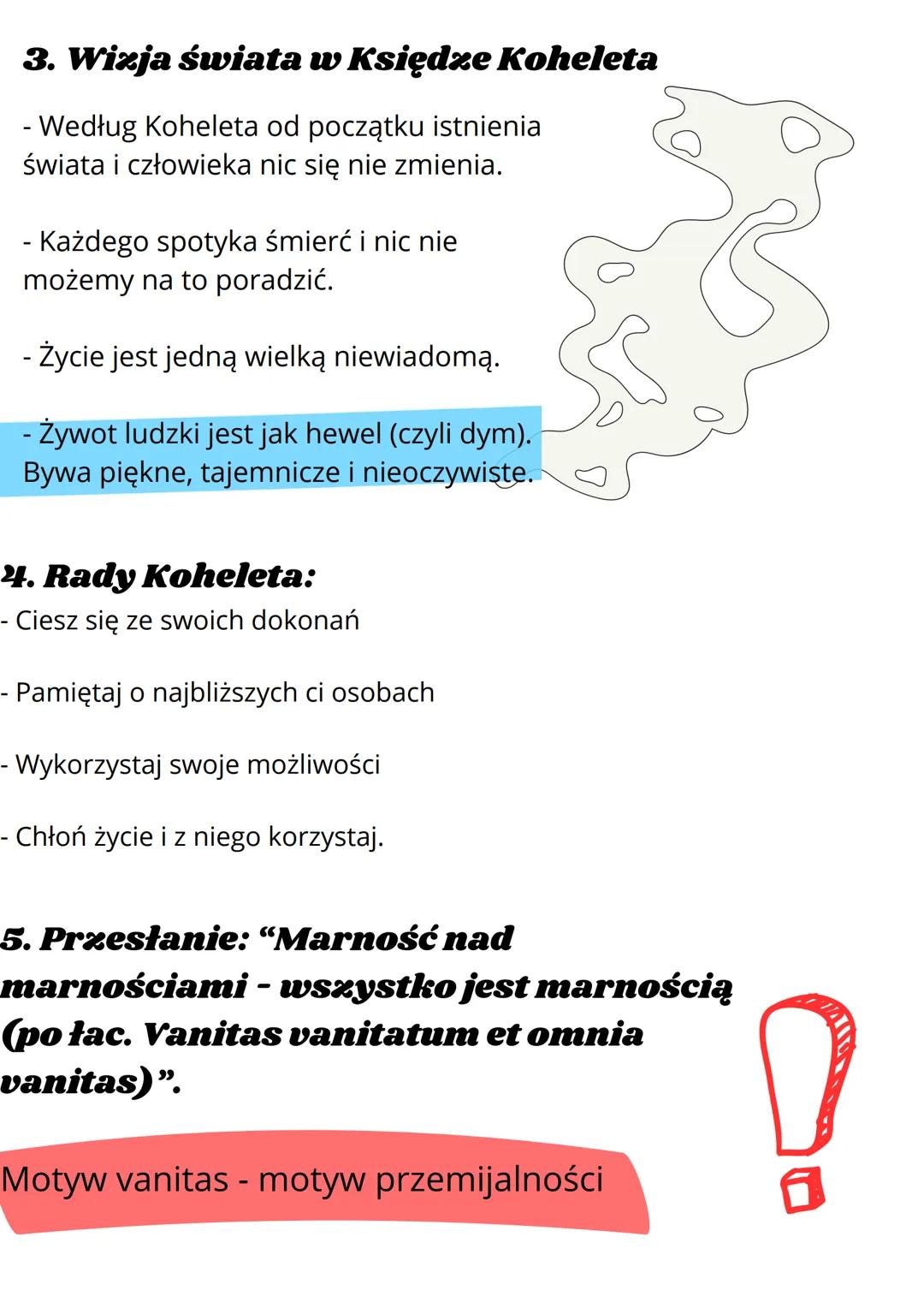 Księga Koheleta
1. Tytuł księgi - osoba wypowiadająca się, jest
mędrcem.
KOHELET = EKLEZJASTES
Mędrzec, który
naucza.
Mędrzec, który przemaw