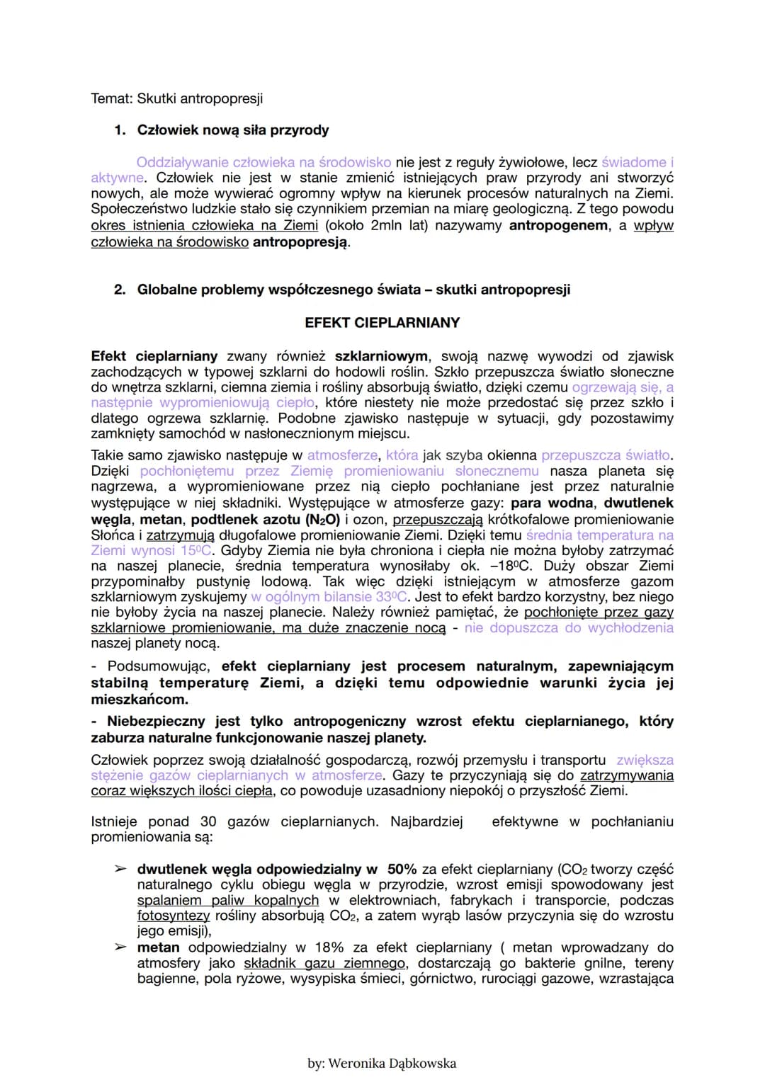 Temat: Skutki antropopresji
1. Człowiek nową siła przyrody
Oddziaływanie człowieka na środowisko nie jest z reguły żywiołowe, lecz świadome 