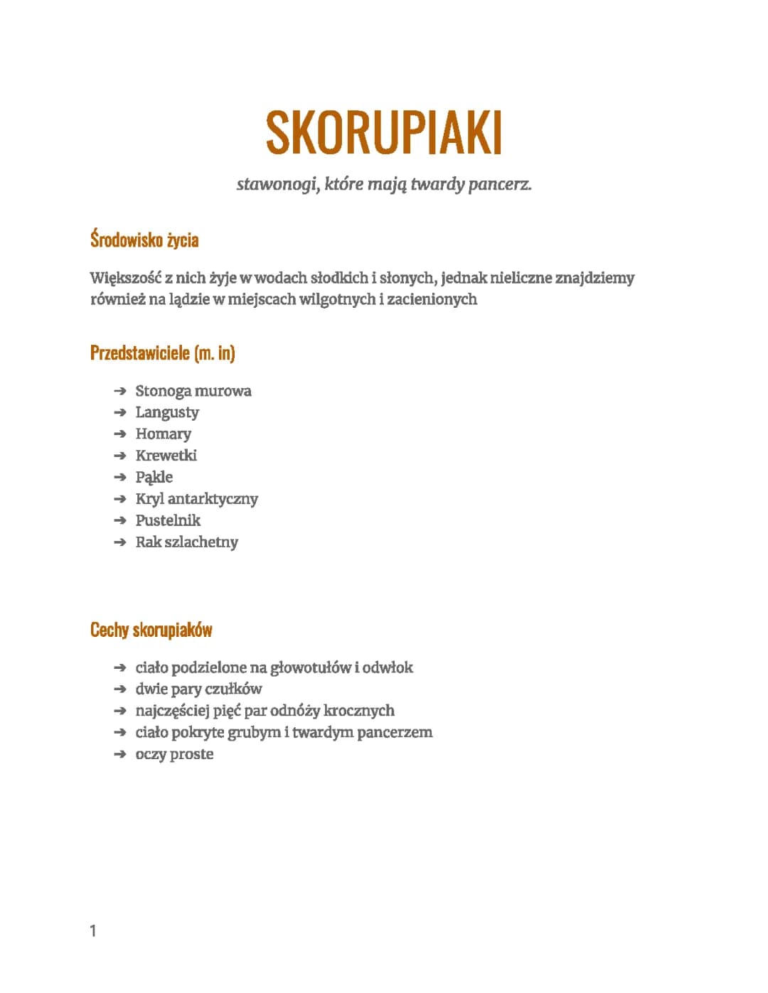 Skorupiaki - stawonogi, które mają twardy pancerz