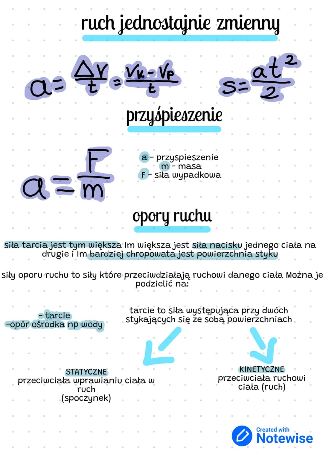 trzy zasady dynamiki Newtona
1. Jeżeli na ciało nie działa żadna siła lub działające siły się równoważą
to ciało pozostaje w spoczynku lub p