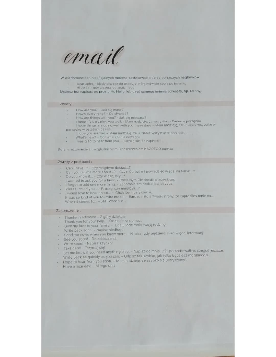 Email po angielsku 