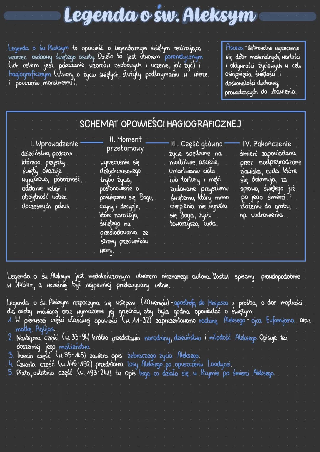 Legenda o św. Aleksym - Krótkie i Szczegółowe Streszczenie, Plan Wydarzeń, Problematyka, Motywy, Bohaterowie