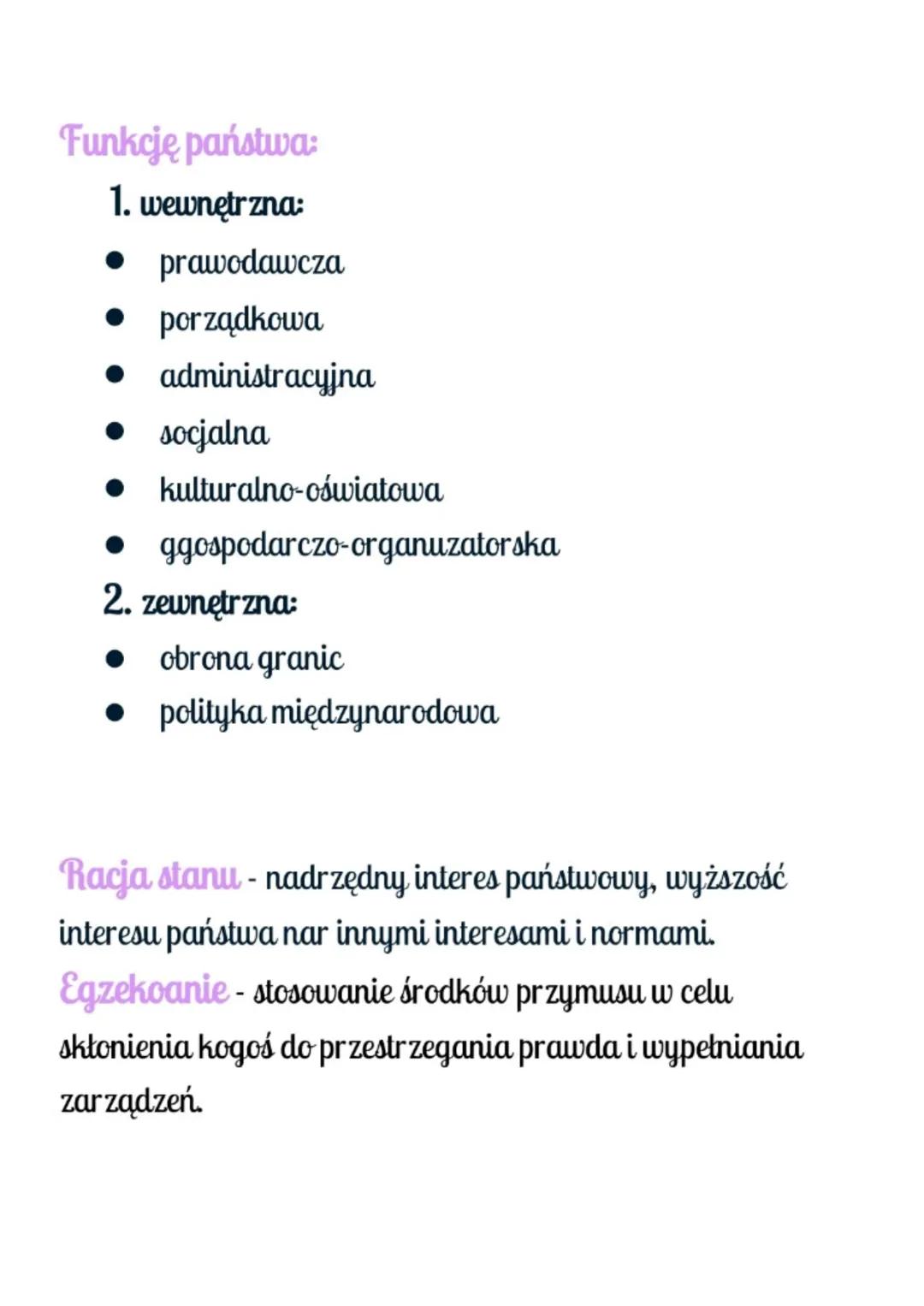 Państwo i jego funkcje.

Symbole państwa:

*   flaga
*   godło
*   hymn

Najważniejsze cechy państw:

*   terytorialność - państwo obejmuje 