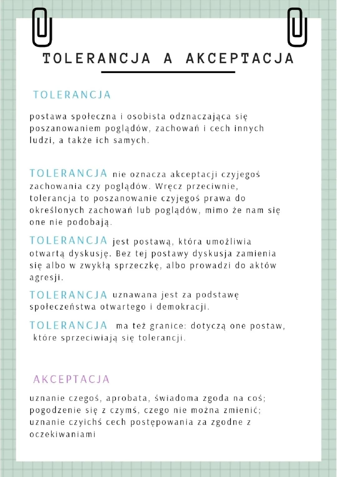 Tolerancja a Akceptacja - Przykłady i Zasady