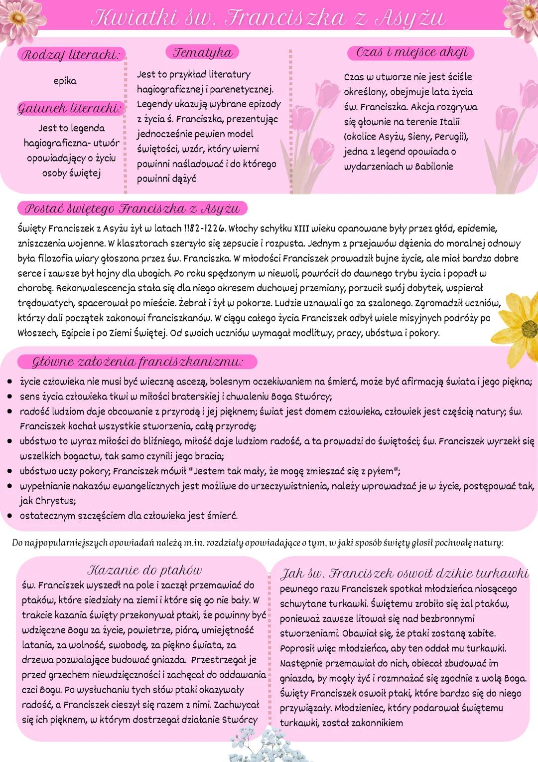 Kwiatki św. Franciszka z Asyżu - Analiza