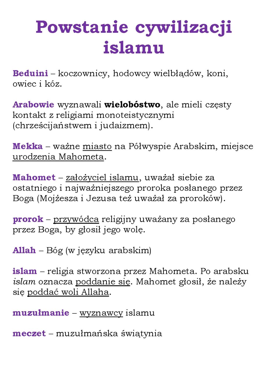 Arabowie i początki islamu - Klasa 5: Odkryj Zasady i 5 Filarów Islamu