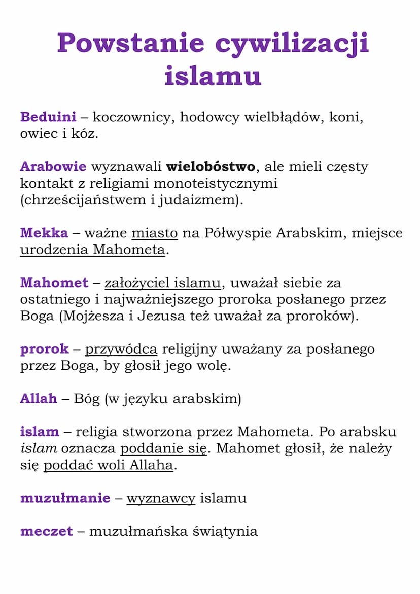 
<p>Podstawy cywilizacji islamu znajdują się w początkach tej religii. Arabowie, jako koczowniczy ludzie hodujący wielbłądy, konie, owce i k