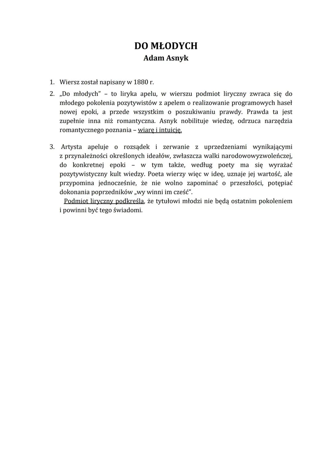 DO MŁODYCH Adam Asnyk