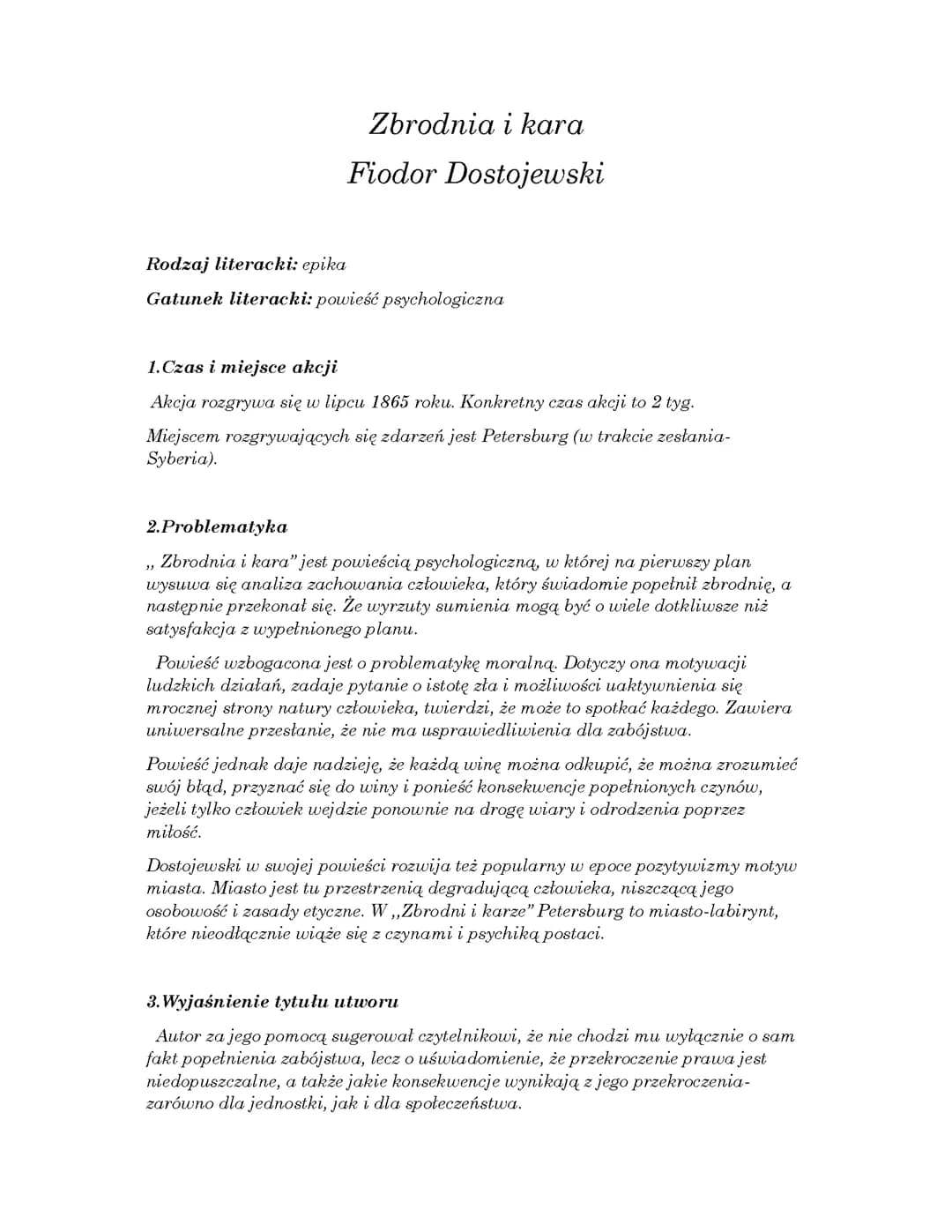 ,,Zbrodnia i kara" Fiodor Dostojewski 