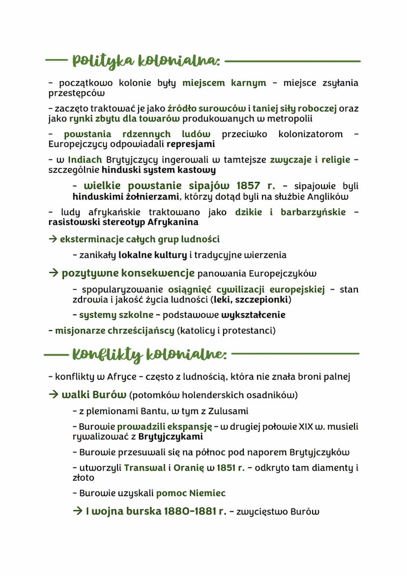 Ekspansja kolonialna
- nowy podział kontynentów:
kolonializm
system podporządkowania krajów o niższym
poziomie rozwoju przez potężne państwa