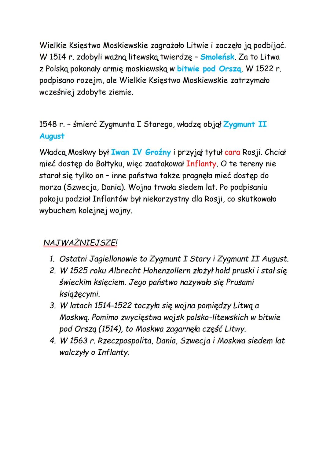 Temat: W czasach ostatnich Jagiellonów.
1506 r. władzę objął Zygmunt I Stary
Polska wraz z Litwą były blisko, a Jagiellonowie rządzili także