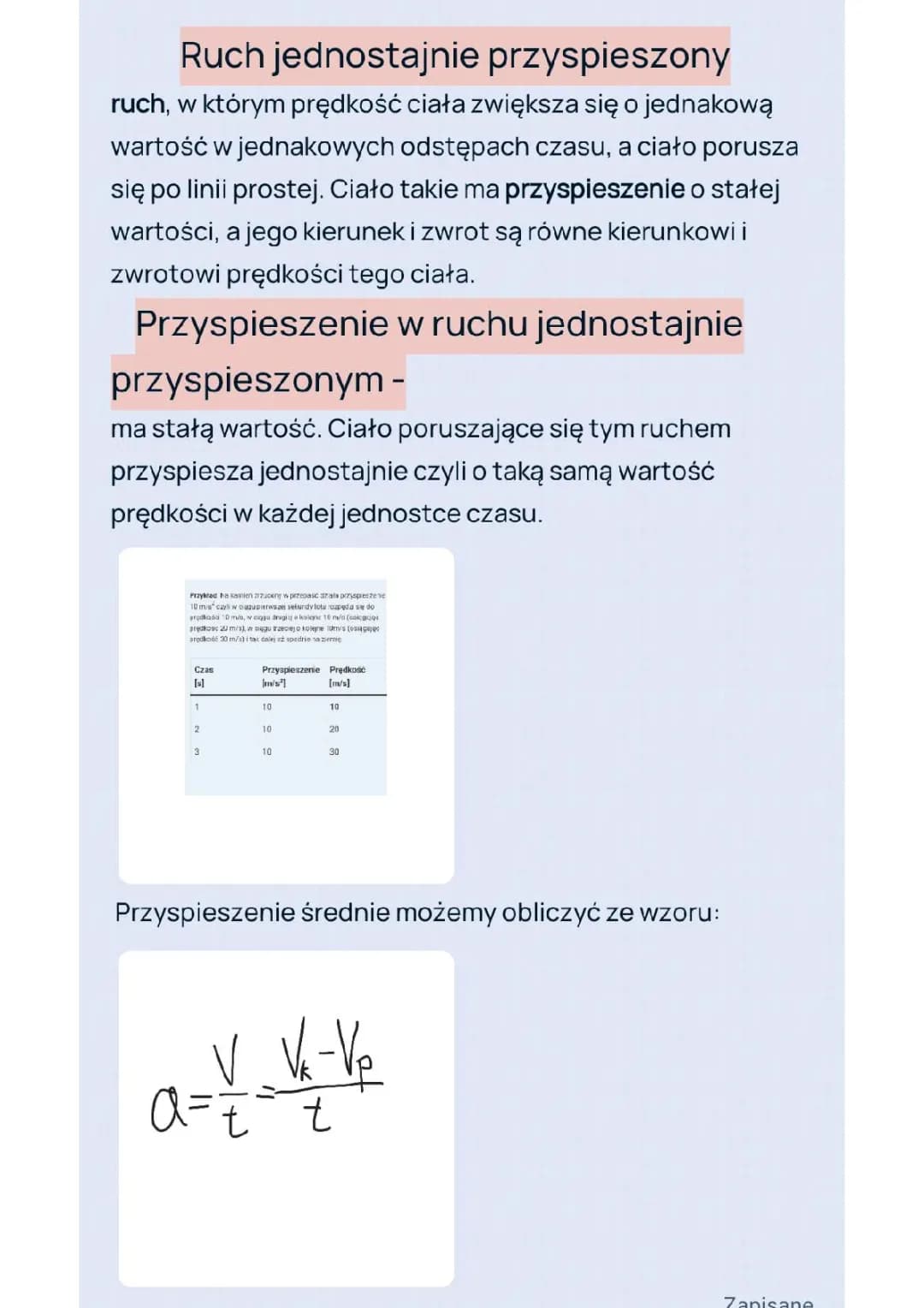 Ruch jednostajnie przyspieszony