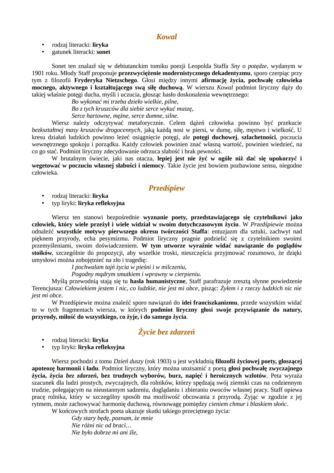 --- OCR Start ---
Leopold Staff
biografia
Leopold Staff urodził się 14 listopada 1878 roku we Lwowie, zmarł 31 maja 1957 roku we
Skarżysku-K