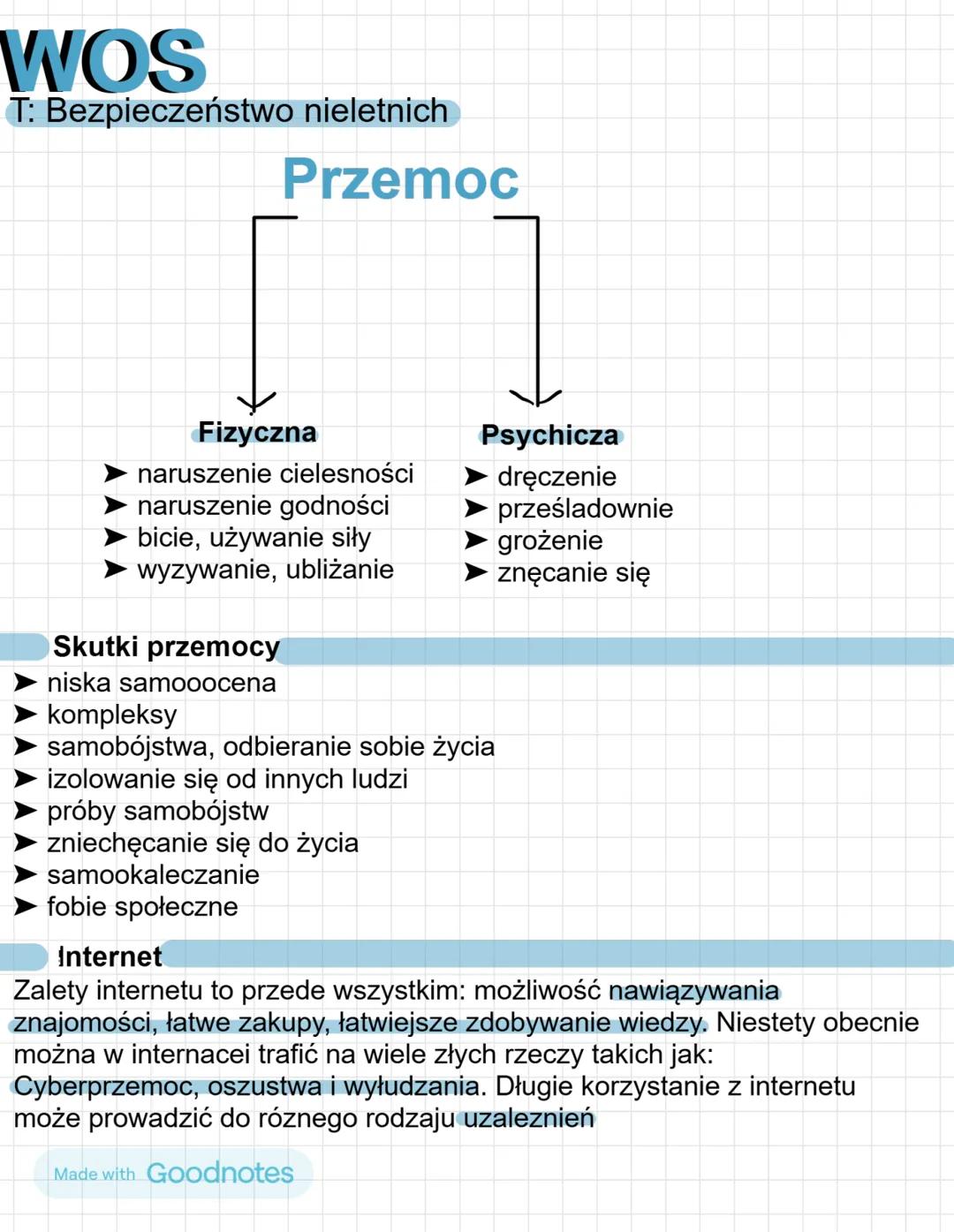 # WOS

T: Bezpieczeństwo nieletnich

# Przemoc

Fizyczna

*   naruszenie cielesności
*   naruszenie godności
*   bicie, używanie siły
*   wy