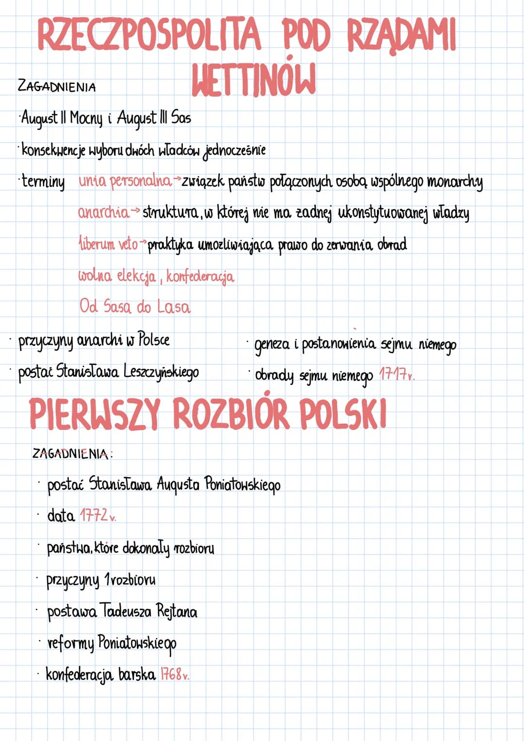 RZECZPOSPOLITA POD RZĄDAMI
HETTINÓW
ZAGADNIENIA
August II Mocny i August III Sas
konsekwencje wyboru dwóch władców jednocześnie
·-terminy un