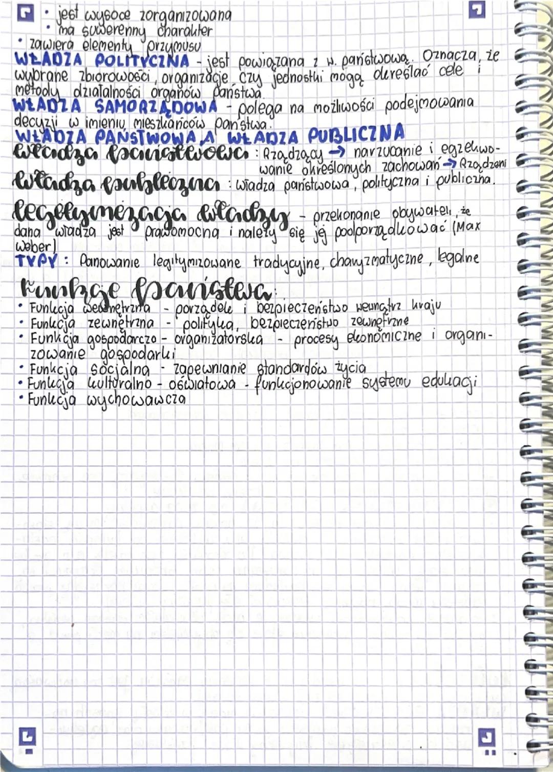 # Państwo

PAŃSTWO można opisać jako suwerenną organizację, która spra
wuje władzę nad danum terytorium i zamieszkująca je ludnością za
posr