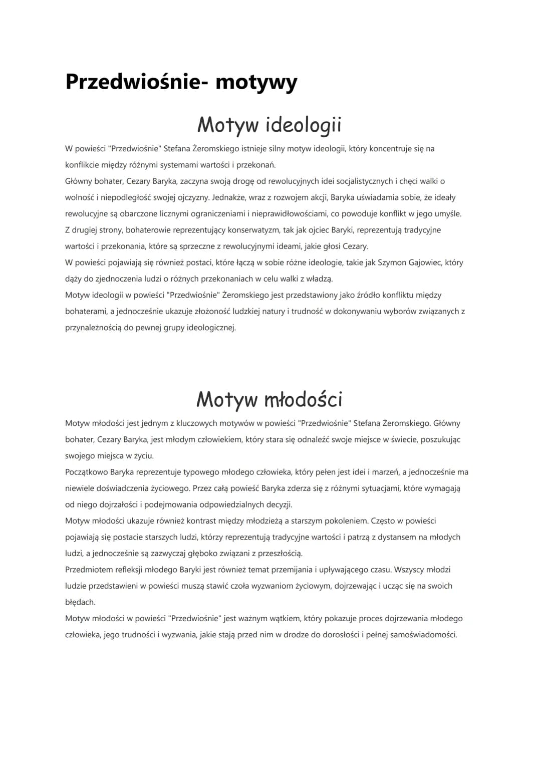 Przedwiośnie- motywy
Motyw ideologii
W powieści "Przedwiośnie" Stefana Żeromskiego istnieje silny motyw ideologii, który koncentruje się na
