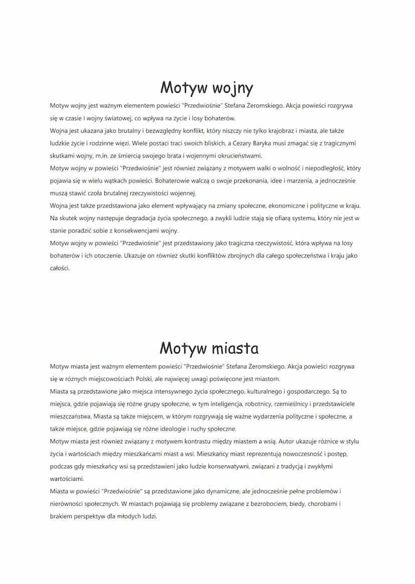 Przedwiośnie- motywy
Motyw ideologii
W powieści "Przedwiośnie" Stefana Żeromskiego istnieje silny motyw ideologii, który koncentruje się na
