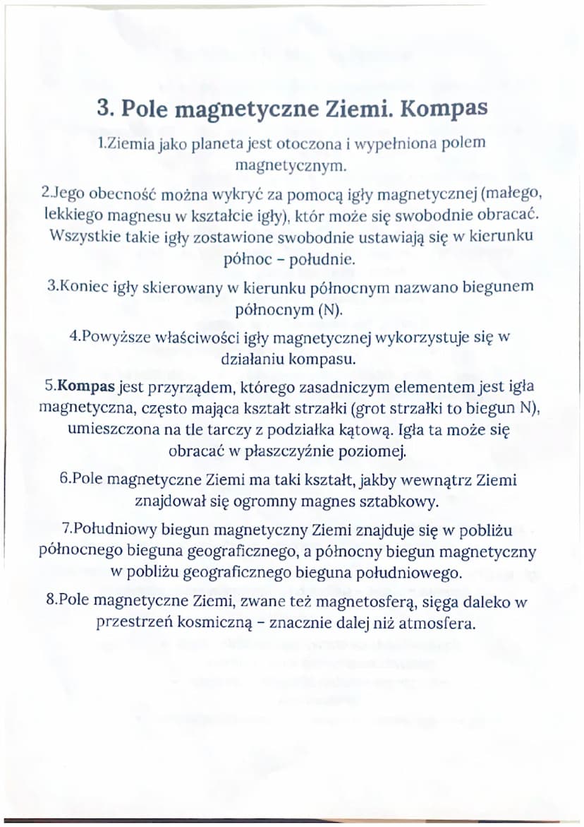 Magnetyzm
Magnes trwały
Magnes- ciało, które przyciąga żelazo albo przyciąga lub odpycha
inne magnesy.
1. Każdy magnes posiada dwa bieguny:
