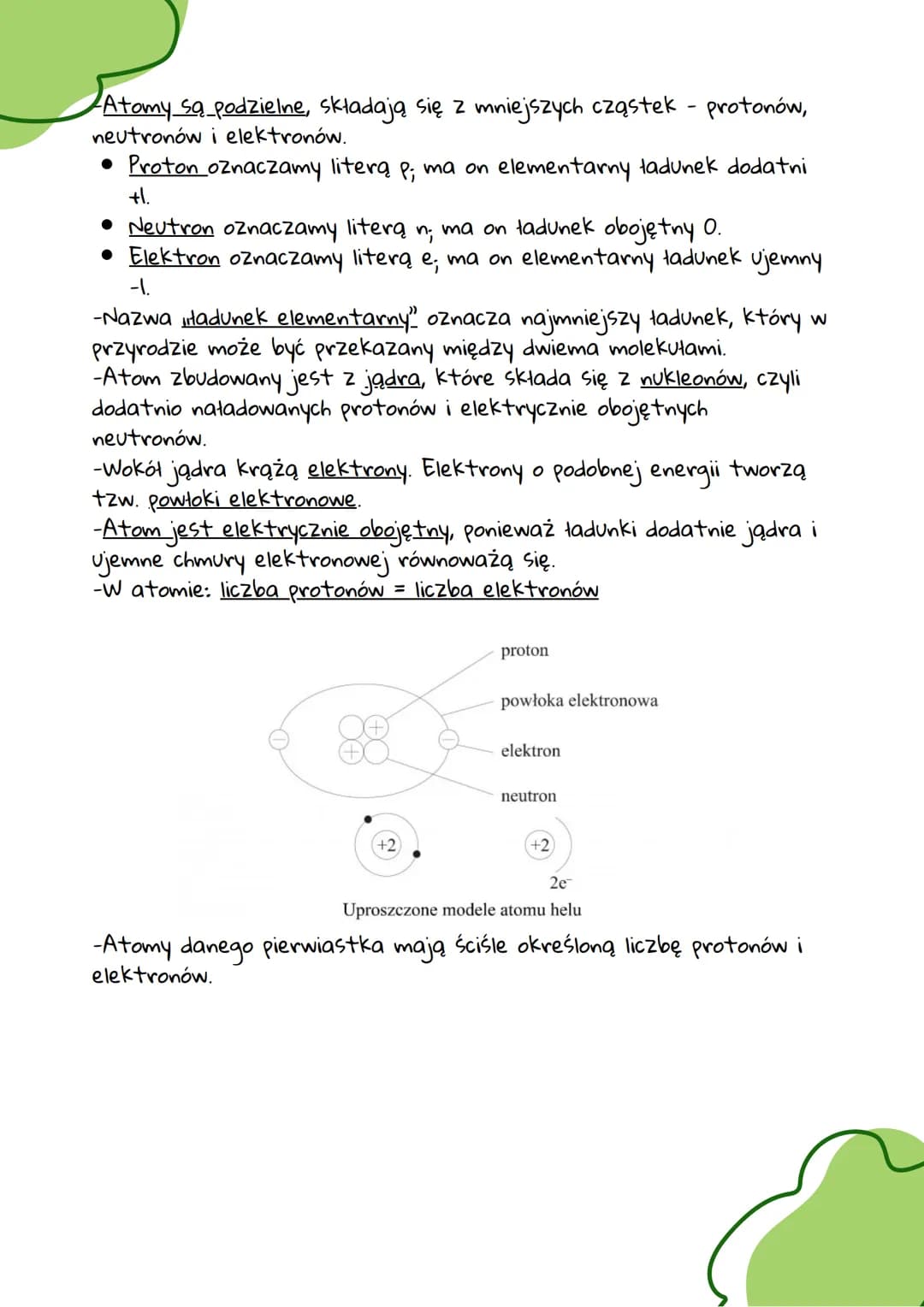 Budowa atomy
Wszystkie substancje zbudowane są z bardzo małych ziarenek
zwanych drobinami - molekułami. Wśród drobin wyróżnia się atomy_i
cz