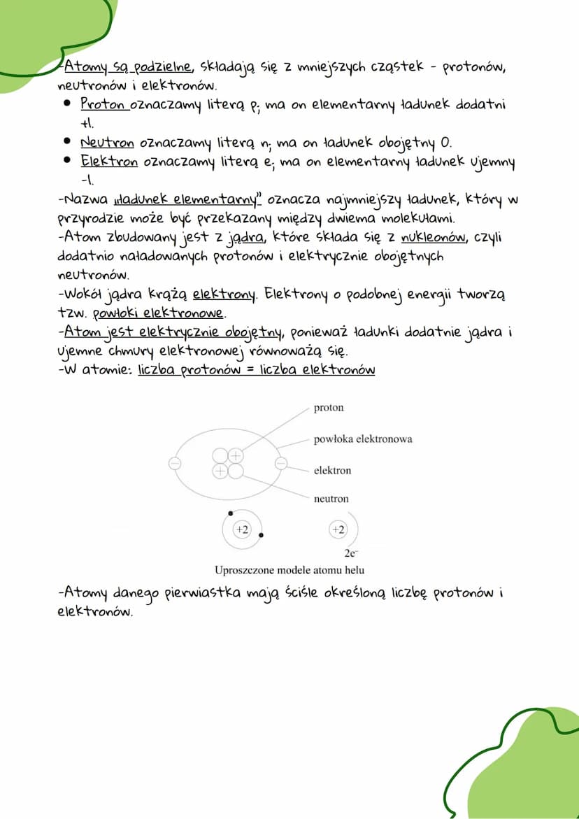 Budowa atomy
Wszystkie substancje zbudowane są z bardzo małych ziarenek
zwanych drobinami - molekułami. Wśród drobin wyróżnia się atomy_i
cz