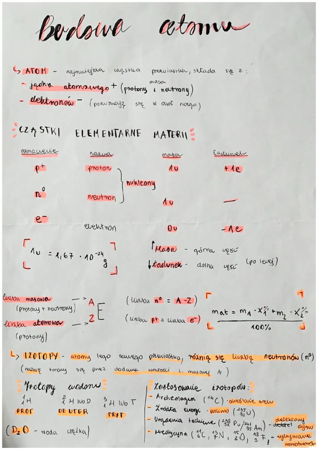 budowa
L, ATOM
najmniejsza czostua
premiarua, sklada
masa
jądha atomowego + (protoning & neutrong)
dektronów (porwawaję orę w dust nego)
r
C